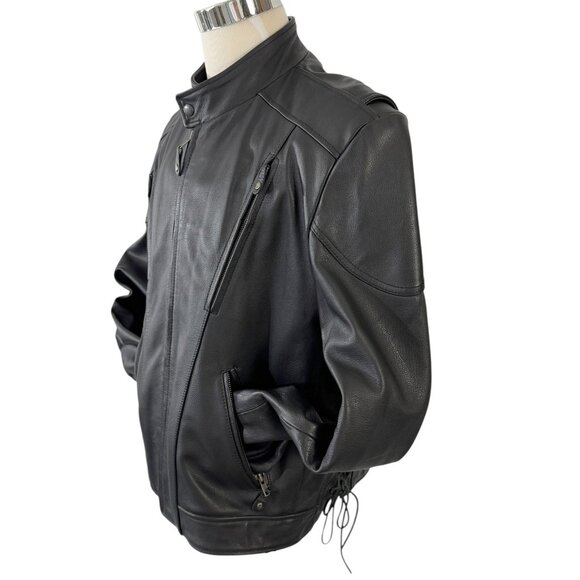 Wilsons Leather Open Road Black Motorcycle Jacket Coat Moto Biker Size L Zippers - Picture 4 of 12
